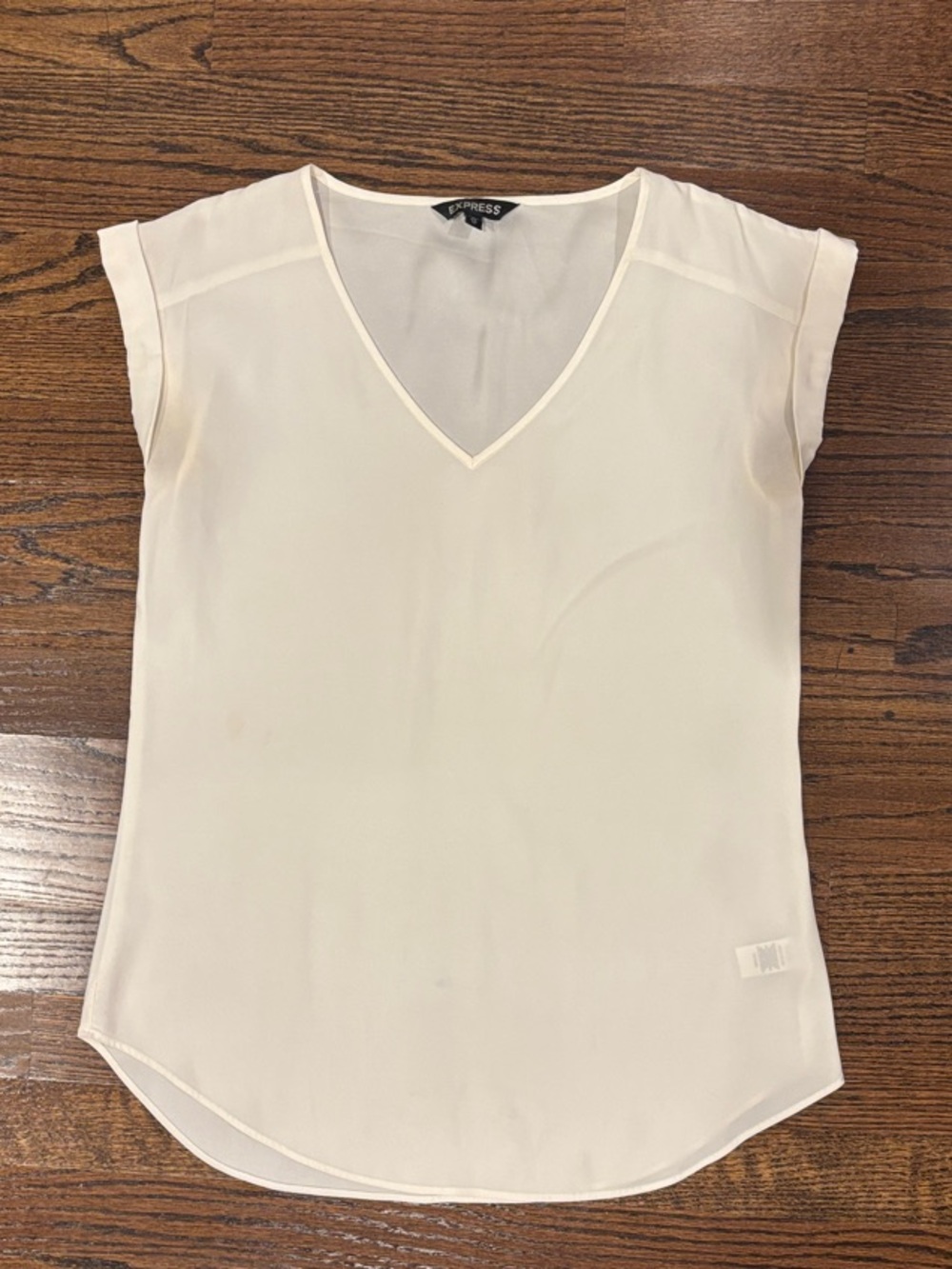 Express Light Cream V-Neck Cap Sleeve Women's Top